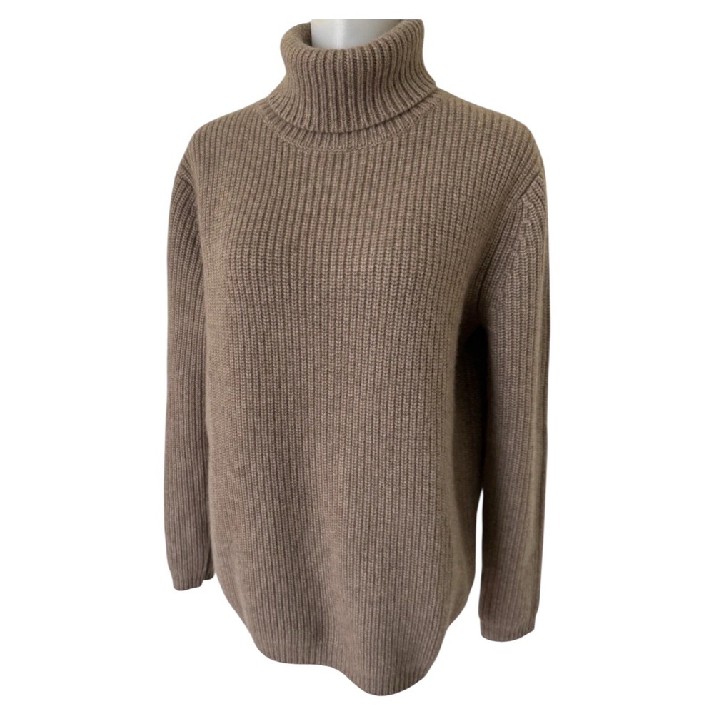 Jenni Kayne Cashmere Turtleneck Rib Knit Sweater Womens Size Small Brown